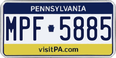 PA license plate MPF5885