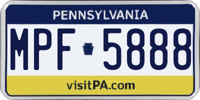 PA license plate MPF5888