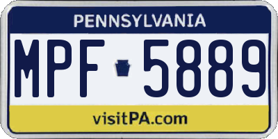 PA license plate MPF5889
