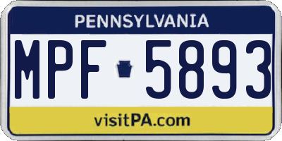 PA license plate MPF5893