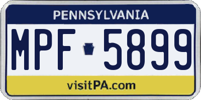 PA license plate MPF5899