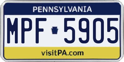 PA license plate MPF5905