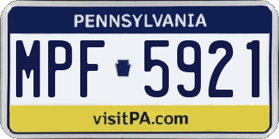 PA license plate MPF5921