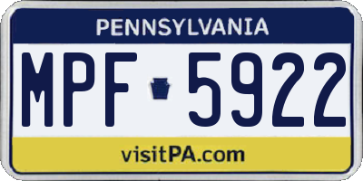PA license plate MPF5922