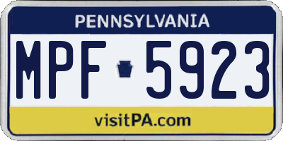 PA license plate MPF5923