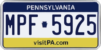 PA license plate MPF5925
