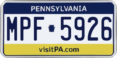 PA license plate MPF5926