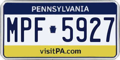 PA license plate MPF5927