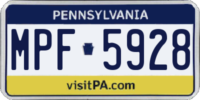 PA license plate MPF5928