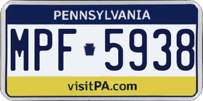 PA license plate MPF5938