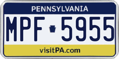 PA license plate MPF5955