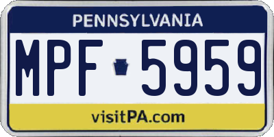 PA license plate MPF5959