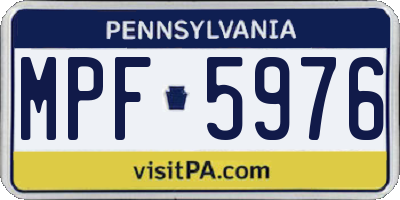 PA license plate MPF5976