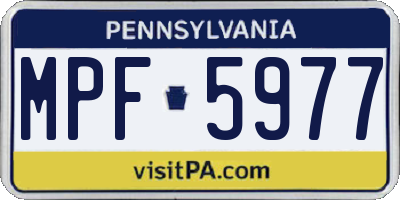 PA license plate MPF5977