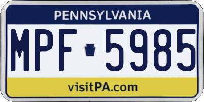 PA license plate MPF5985