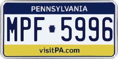 PA license plate MPF5996