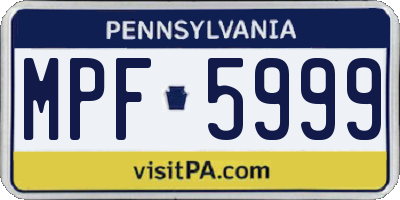 PA license plate MPF5999