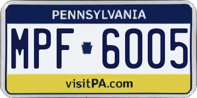 PA license plate MPF6005