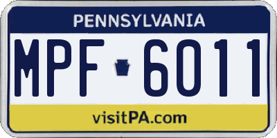 PA license plate MPF6011