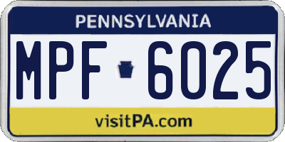 PA license plate MPF6025