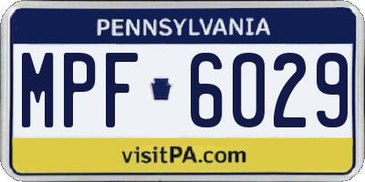PA license plate MPF6029