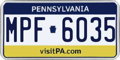 PA license plate MPF6035