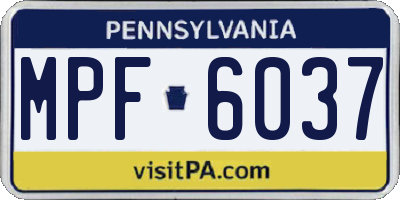 PA license plate MPF6037