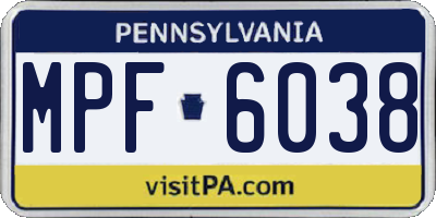 PA license plate MPF6038