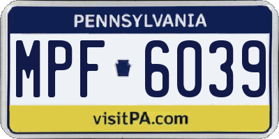 PA license plate MPF6039