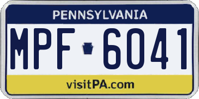 PA license plate MPF6041