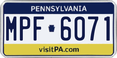 PA license plate MPF6071