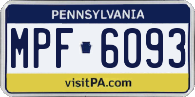 PA license plate MPF6093