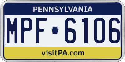 PA license plate MPF6106