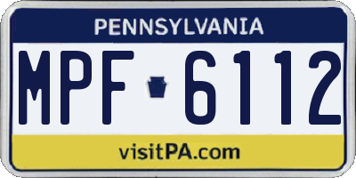PA license plate MPF6112