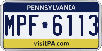 PA license plate MPF6113