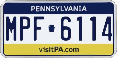 PA license plate MPF6114