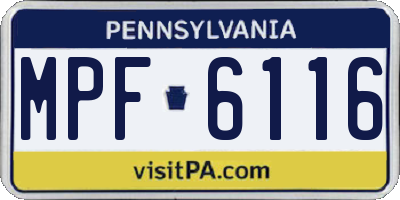 PA license plate MPF6116