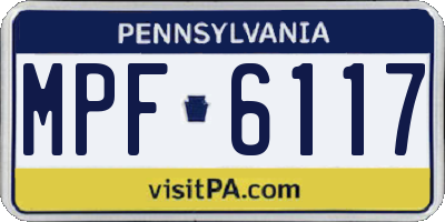 PA license plate MPF6117