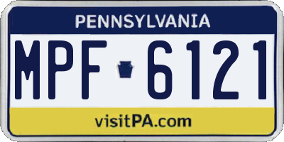 PA license plate MPF6121