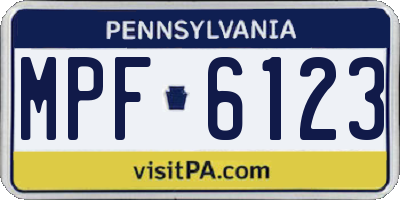 PA license plate MPF6123