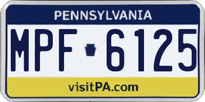 PA license plate MPF6125