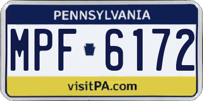PA license plate MPF6172