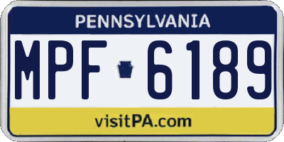 PA license plate MPF6189