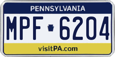PA license plate MPF6204