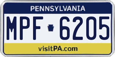PA license plate MPF6205