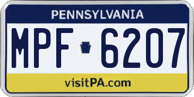 PA license plate MPF6207