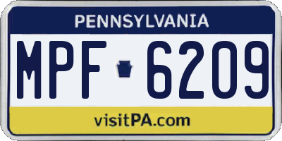 PA license plate MPF6209