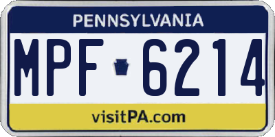PA license plate MPF6214