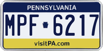 PA license plate MPF6217