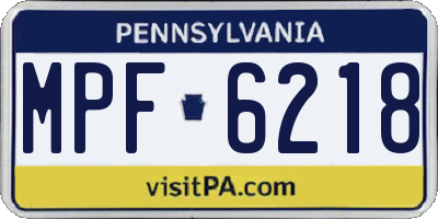 PA license plate MPF6218